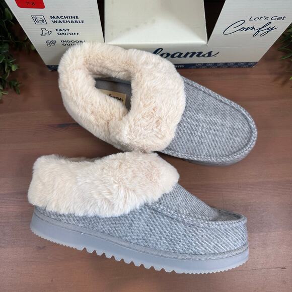 Dearfoams Women’s Memory Foam Grey Slippers Size M (7-8) - Picture 1 of 5